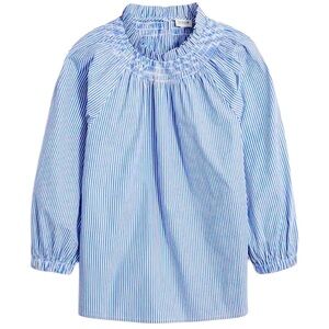 NWT J Crew Factory Women’s Smocked Neck Top in Blue/ White‎ Size XXS